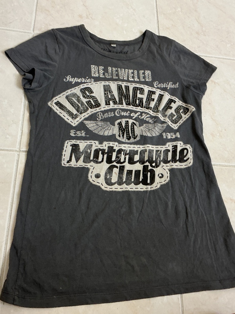 Bejeweled By Susan Fixel Los Angeles Motorcycle Club Graphic T-shirt